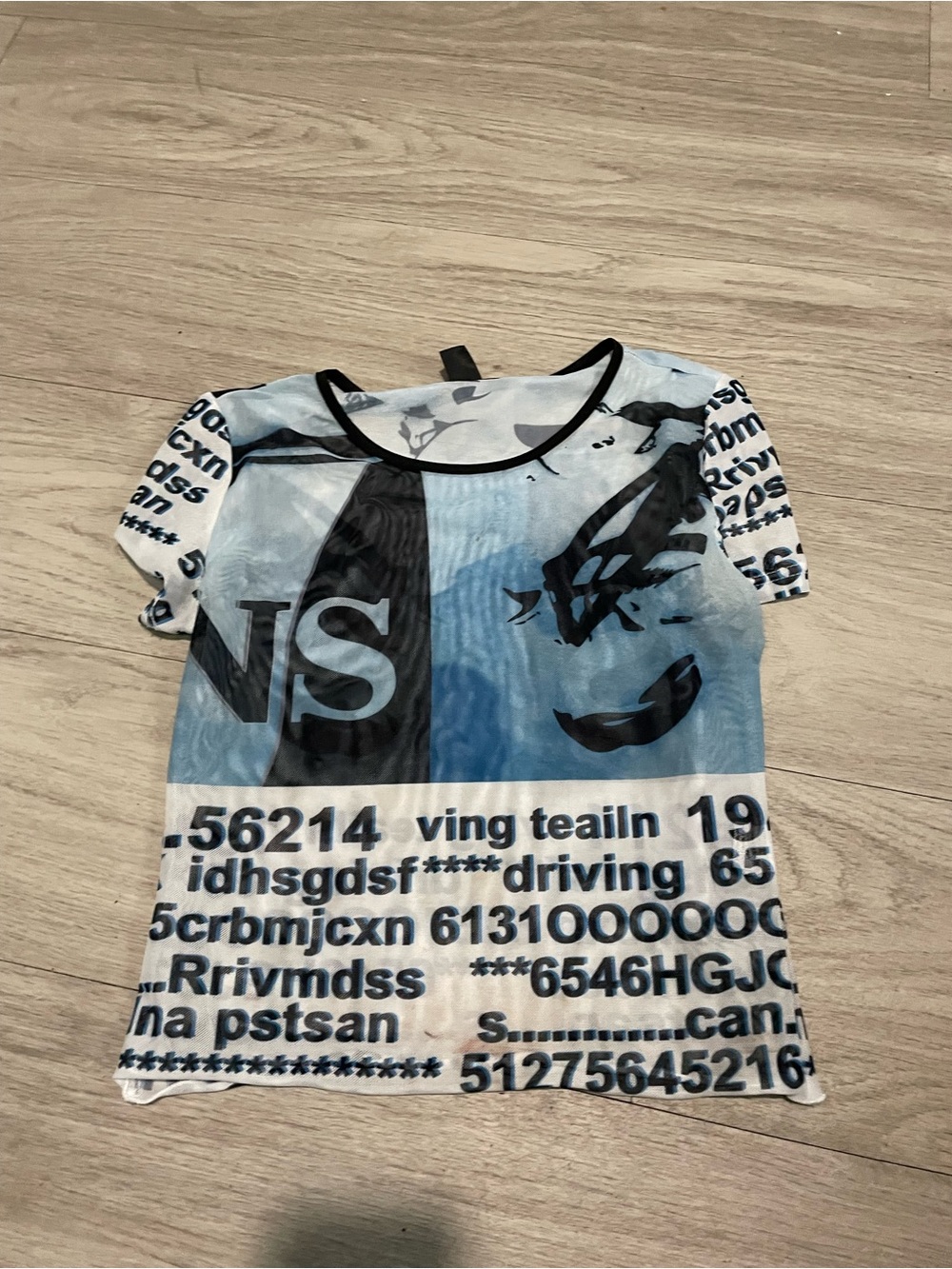 Light Blue Graphic Short-Sleeve Crop Top